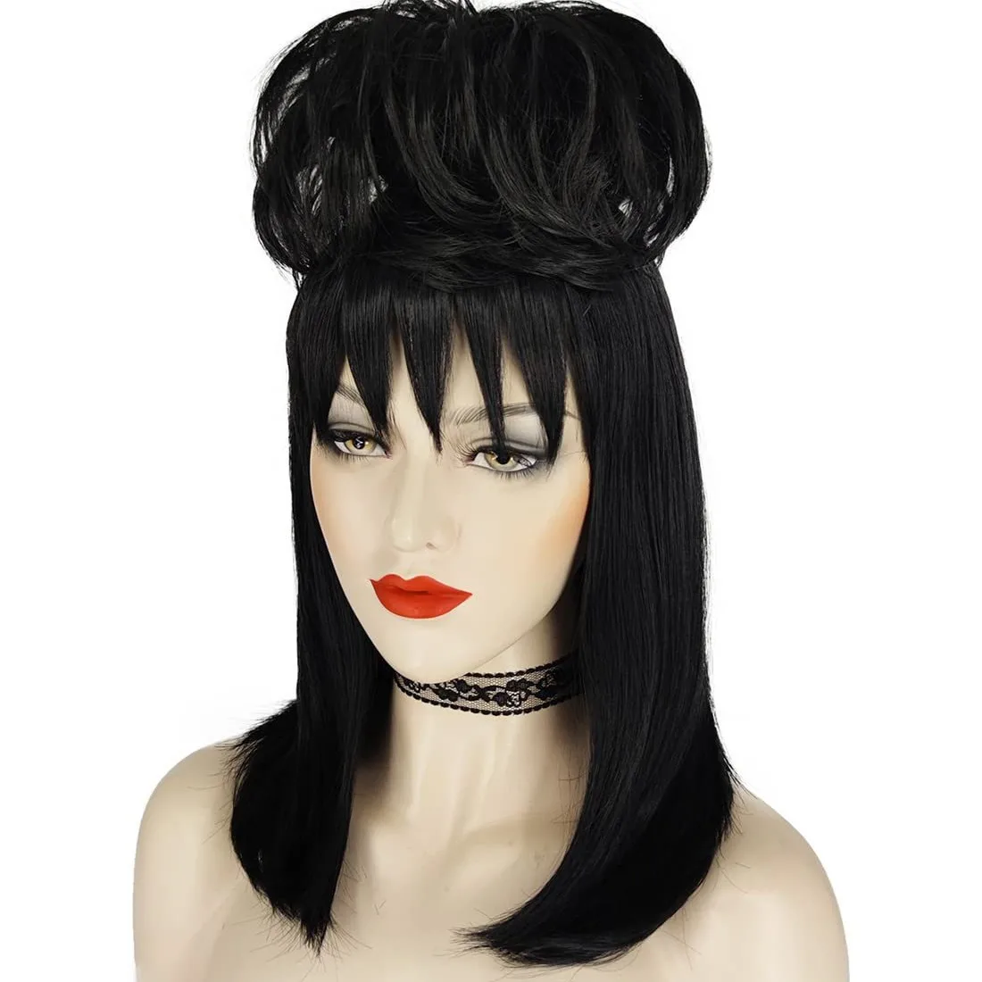Peluca de Cosplay de película Lydia Deetz, pelucas de disfraz gótico de novia, accesorios para el cabello, pelo de alambre de alta temperatura para mujer