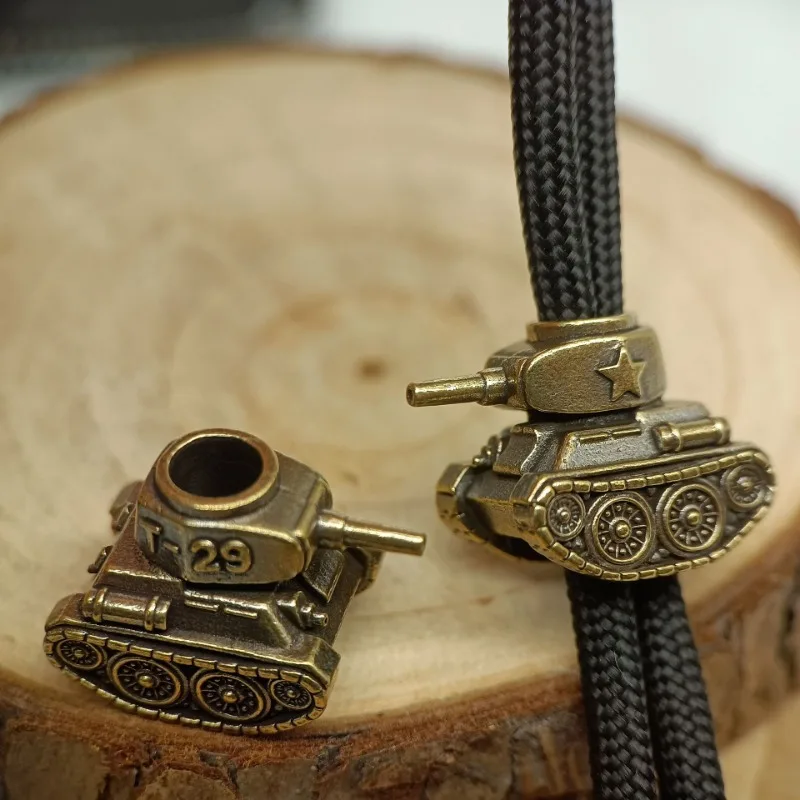 Classic Tank Model Brass Knife Beads Outdoor Umbrella Rope Pendants Paracord Bracelets Accessories Lanyard Hangings