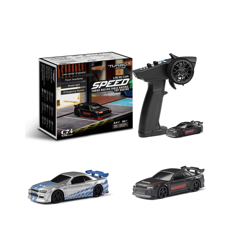 Racing 4CH 2.4GHZ 1:76 C74 RC Sports Car RTR Kit Mini Full Proportional Remote Control Toys For Kids and Adults