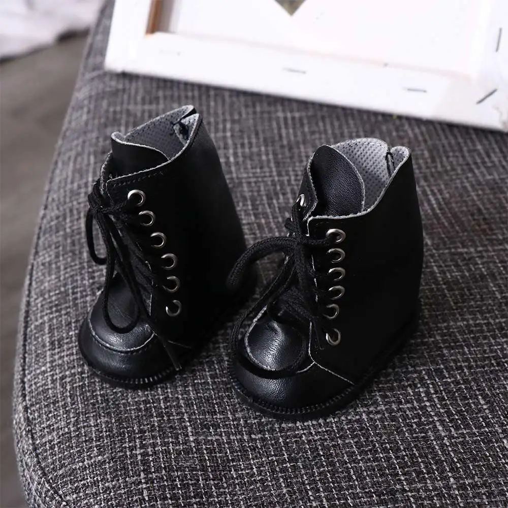 Black Cute Cotton Doll Reborn Doll PU Leather Dolls Accessories Mini Shoes Doll Boots Dolls Shoes