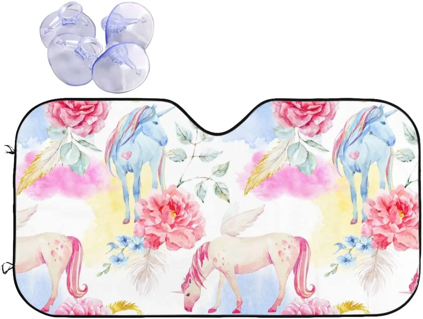 

Watercolor Unicorn Car Windshield Sun Shade Visor for Girl Women,Cute Front Window Sunshade Cover Folding Accordion Block UV Sun