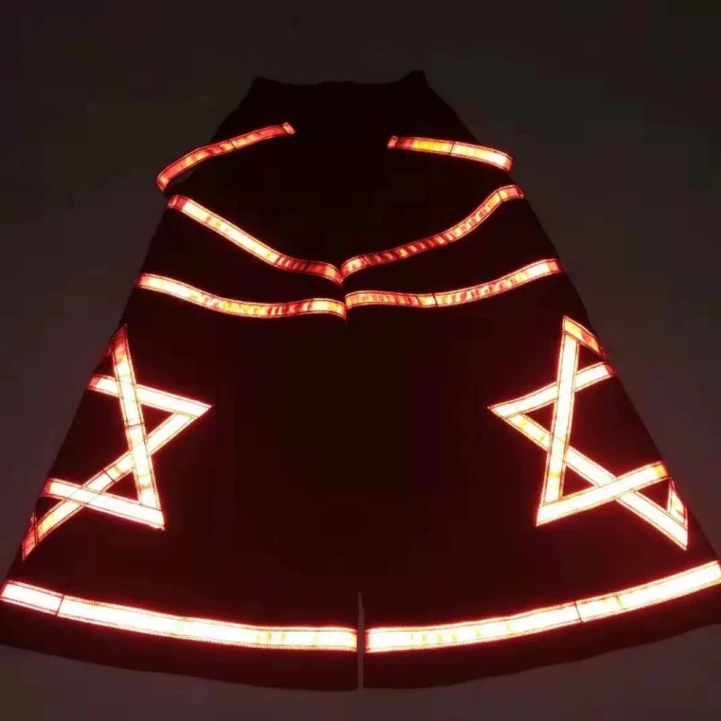 Melbourne Shuffle Dance Pants Six-pointed Star Pattern Night Vision Luminous Pants Flared Reflective Dance Trousers Hip Hop