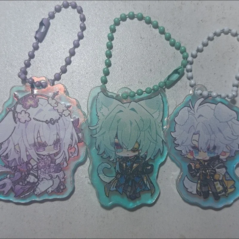 هونكاي: نجمة السكك الحديدية التشفير Hyacine Mydei Anaxa Phainon الملونة المفاتيح قلادة الليزر كيرينغ ل حامل مفتاح السيارة هدايا مزخرفة