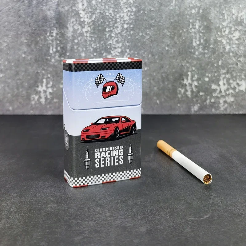 Cigarette Cases Retro Style Tinplate Paint Baking Process Flip Cover Cigarette Box Personalized Creativity Cigarette Accessories