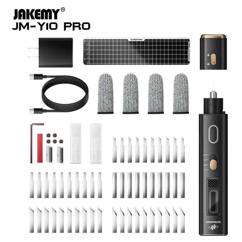 Jakemy JM-Y10 Pro 2 in 1 Ultrasonic Cutter Plastic Leather Acrylic Engraving Knife DIY Craft Projects Ultrasonic Plastic Cutter