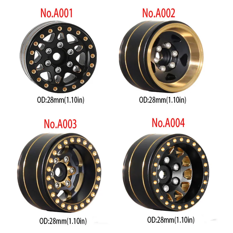 4Pcs 1/18 1.0 inch Black Gold Metal Wheels Weighted For TRX4M Bronco Defender K10 F150 SCX24 UTB18 FCX18 118 RC Crawler Parts
