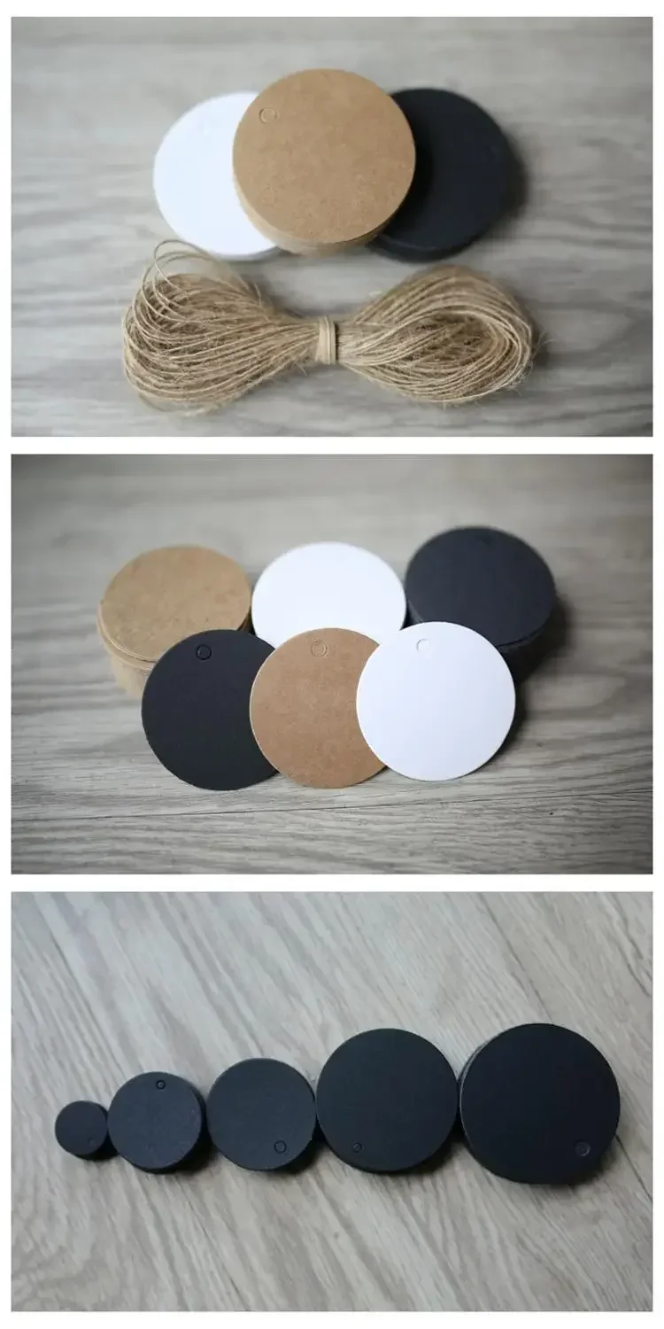 Round Kraft Paper Tags Luggage Note Wedding Invitations Cards Blank Price Hang Tag 5cm 100pcs/lot