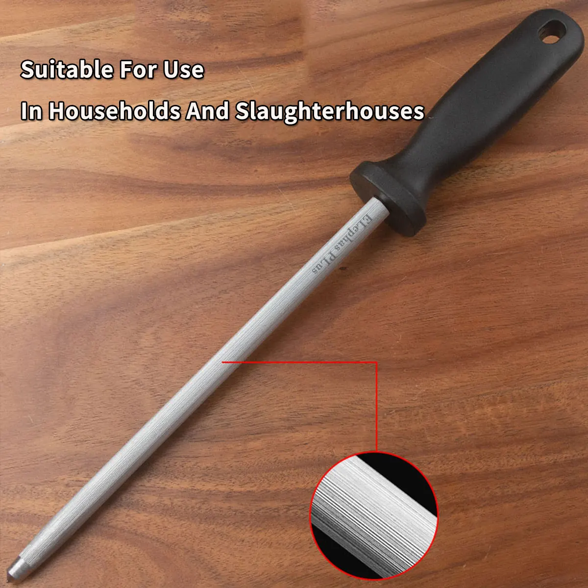 1pc,Professional Knife Sharpening Stick Rod Black Steel Sharpening Stick Honing Steel For Kitchen Knife Household