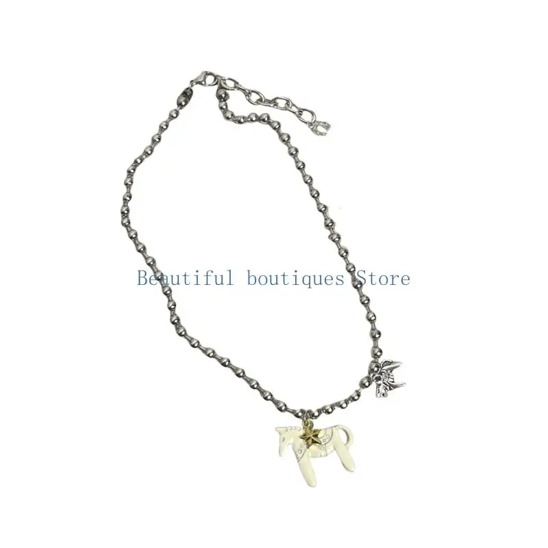 U4LF Artistic Drip Glaze Pendant Necklace Trendy Collarbone Chain Perfect Sweet Accessory