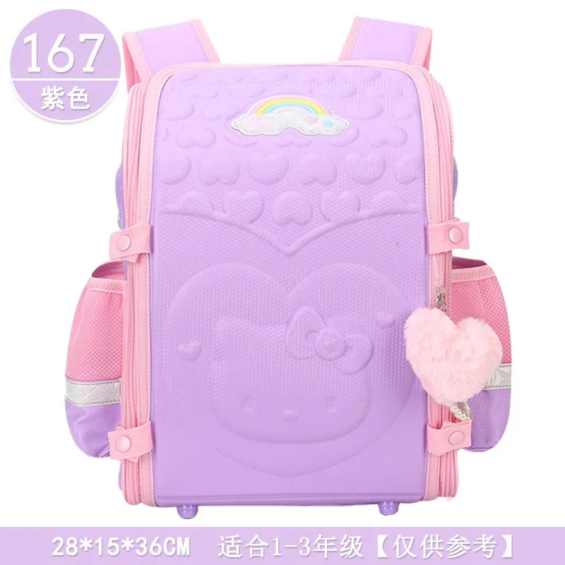 HELLO KITTY ELEMENTARY SCHOOL BAG FOR GIRLS 1-3 2nd 3 GRADE GIRLS SPINE PROTECTOR AND LOAD REDUCTION CHILDREN'S BACKPACK