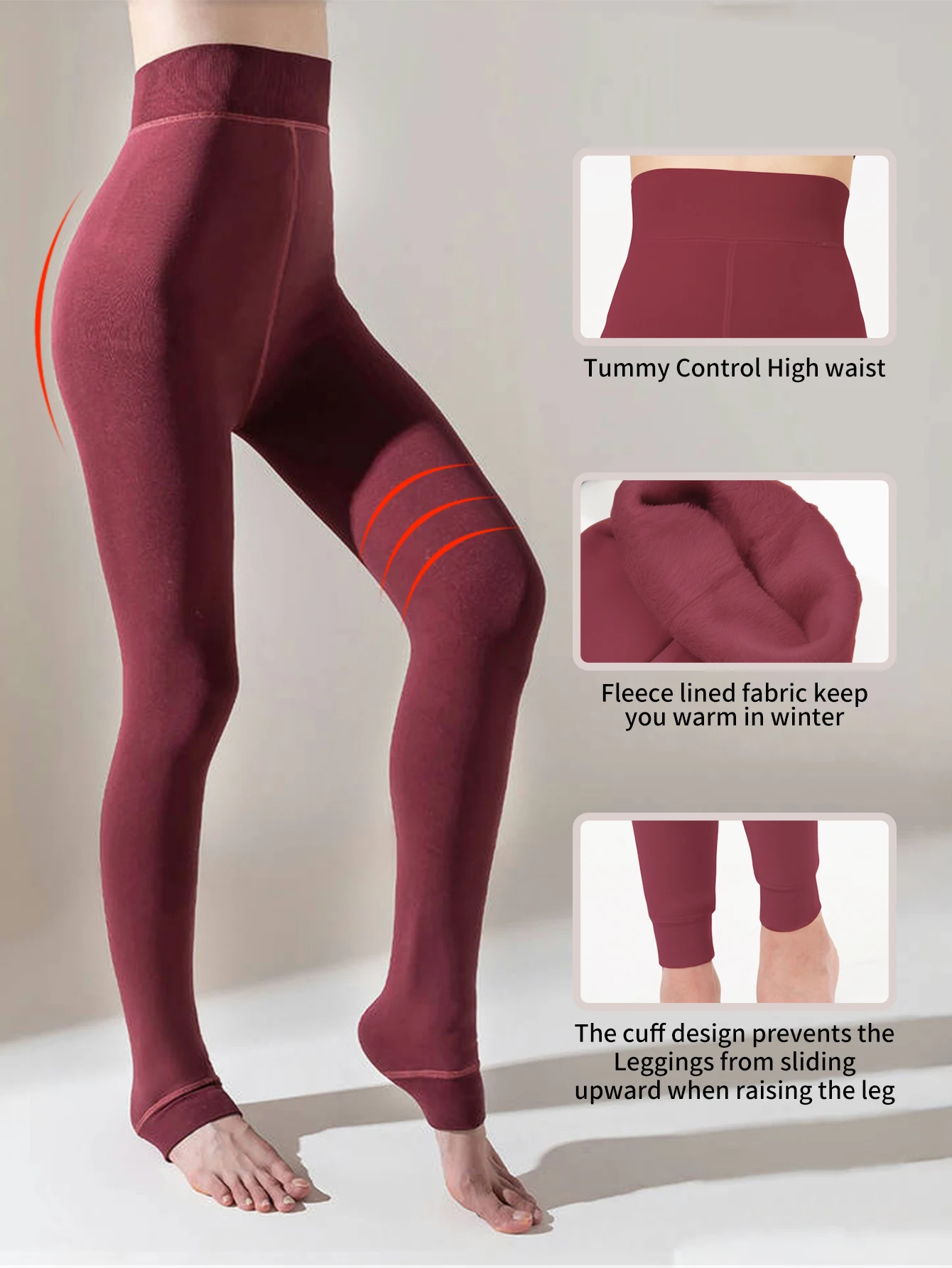 Calça Quente e Apertada Feminina, Velo adicionado, Moda Outono e Inverno, 9 "Conectado Pé Plush Base um Conjunto