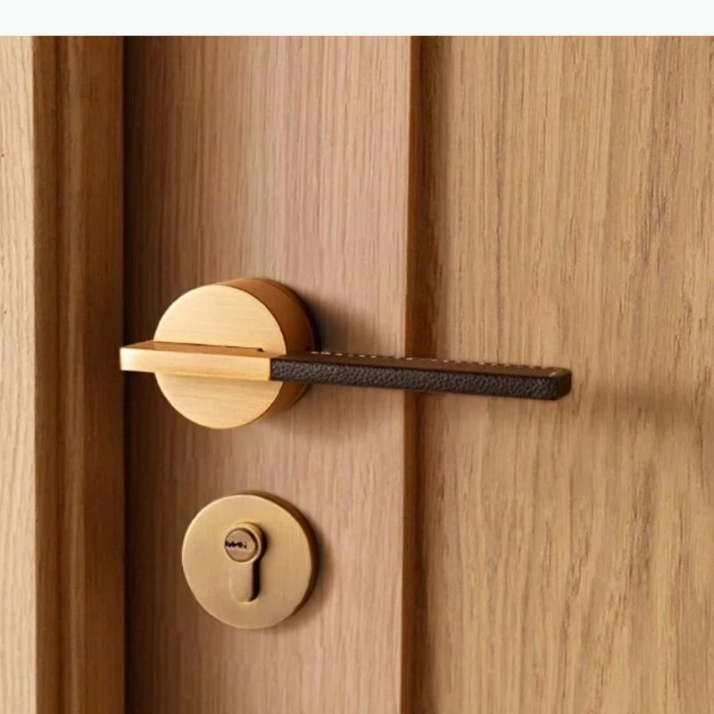 Leather Door Handle Silent Door Lock Living Room Safety Locks Indoor Locks Split Lock Keys Hardware Accessories