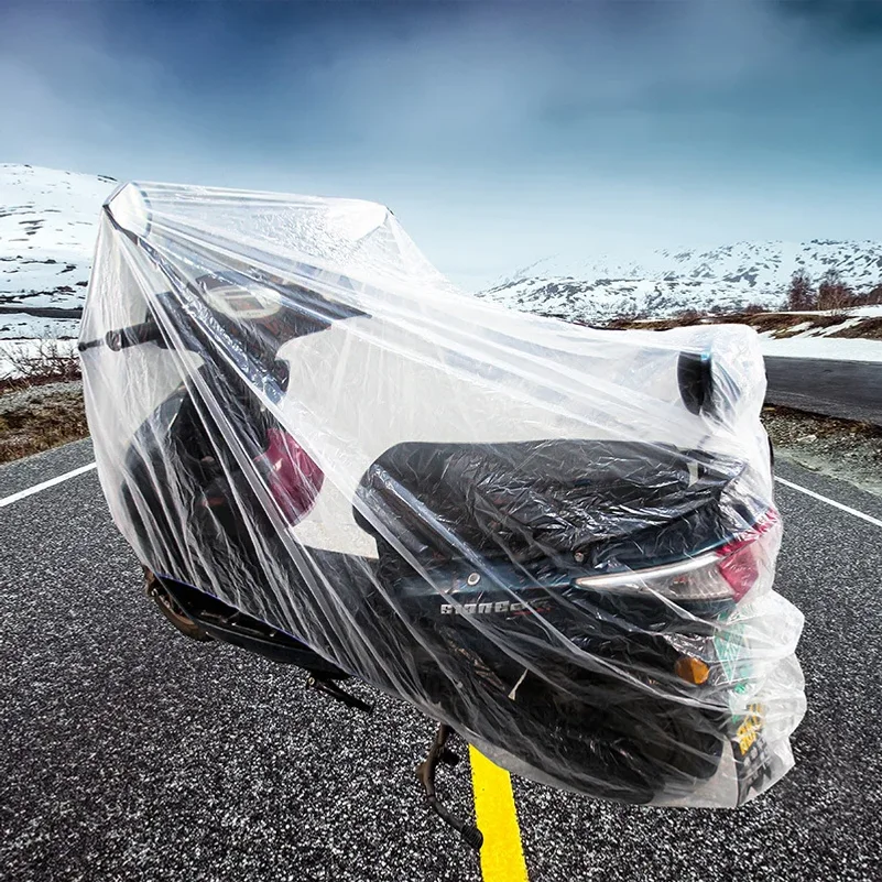 

Disposable transparent motorcycle jersey PE film bicycle cover rainproof dustproof battery car cover