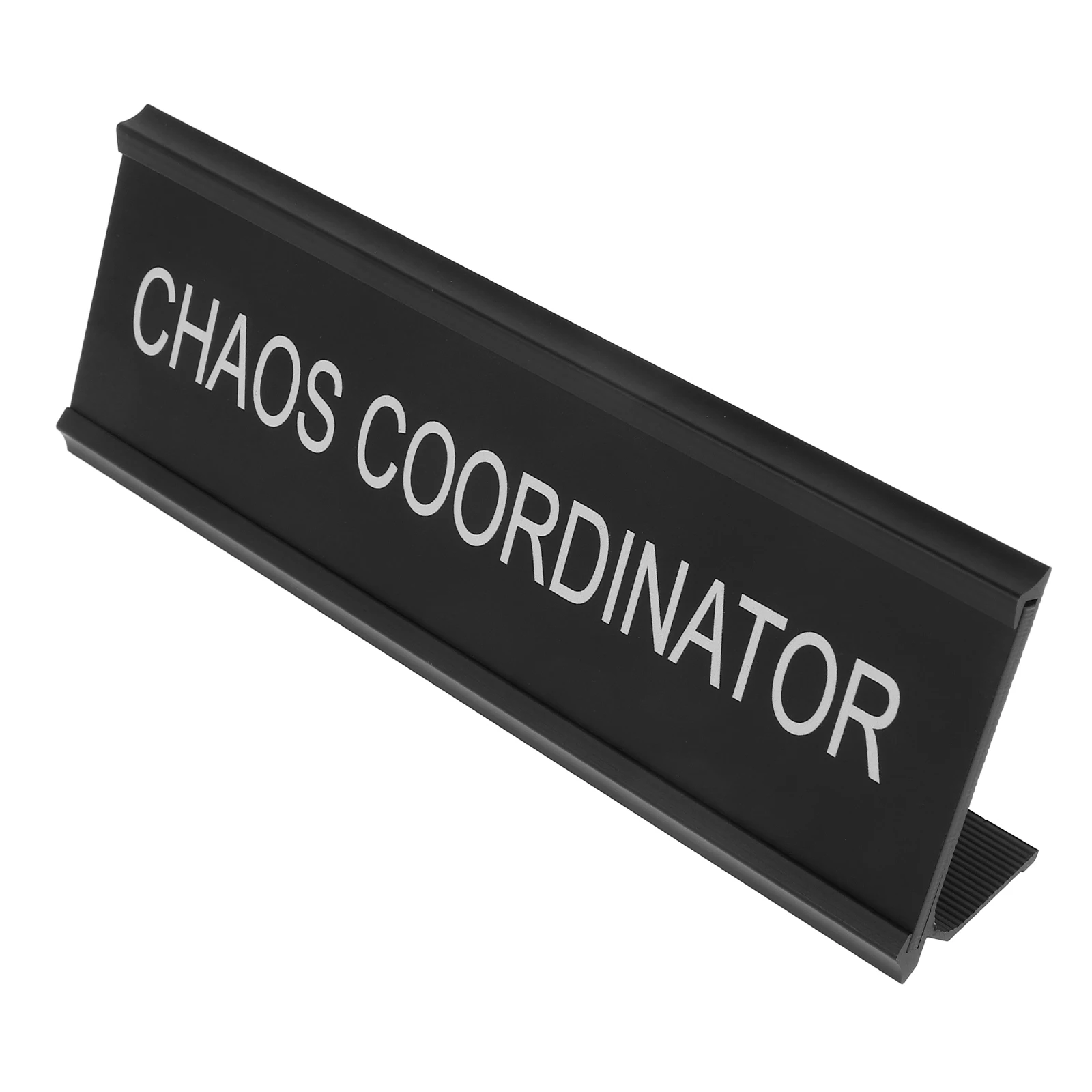 

Aluminum Alloy Chaos Coordinator Desk Plaque L-Shaped Office Nameplate for Home Workspace Funny Chaos Sign Desk Decor