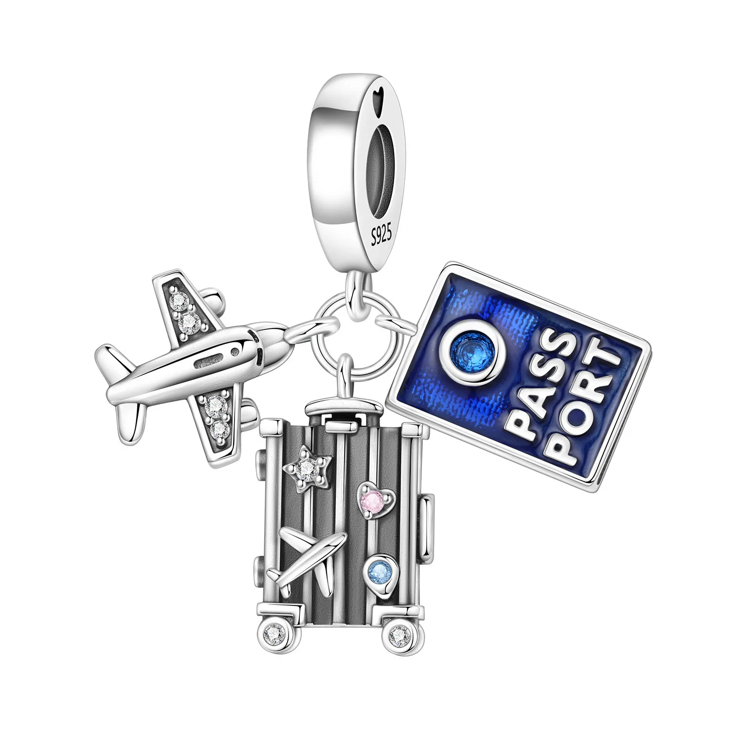 

PANPOKI стерлингового серебра 925, самолет, паспорт, дорожная коробка, бусины, оригинальные подвески, браслет, очаровательные ювелирные изделия, вечерние, сделай сам, модные подарки