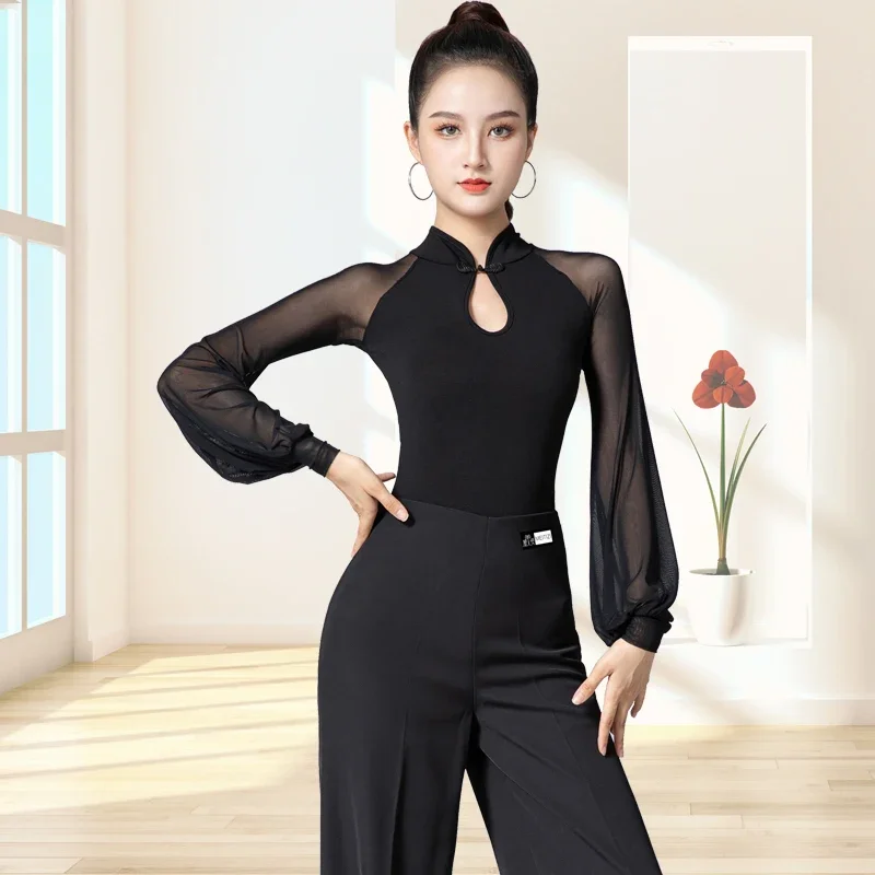 

2023 Female Ballroom Dance Competition Top Modern Dancing Tops Women Latin Dance Top Samba Rumba Dance Training Wear