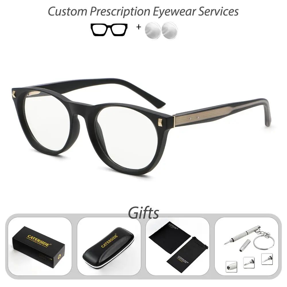 CATERSIDE Neue klassische Damen-Korrektionsbrille, maßgeschneiderte Korrektionsbrille mit runden Gläsern, Herrenbrille für Kurzsichtigkeit und Weitsichtigkeit – Detail 7
