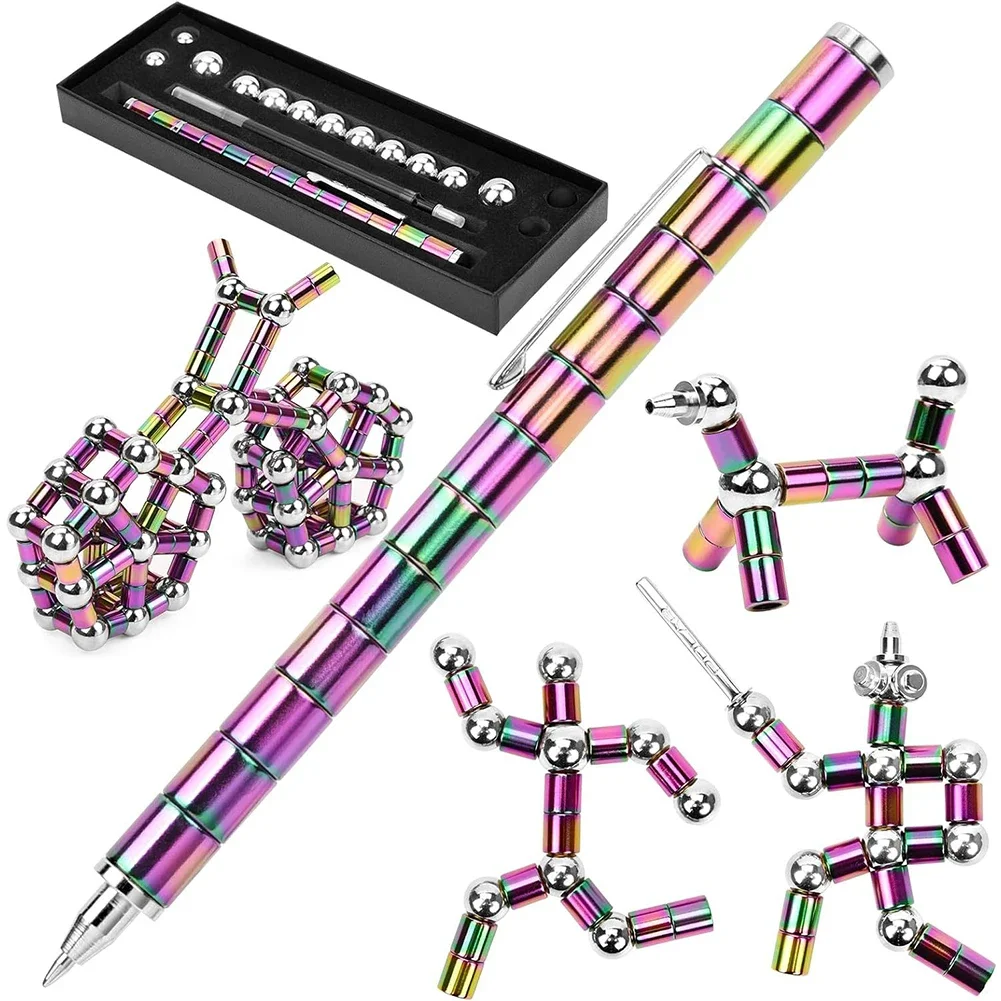 Imagem -02 - Multifuncional Deformável Escrita Caneta Fidget Magnético Metal Descompressão Pen Stress Reliever Finger Spinning Presentes