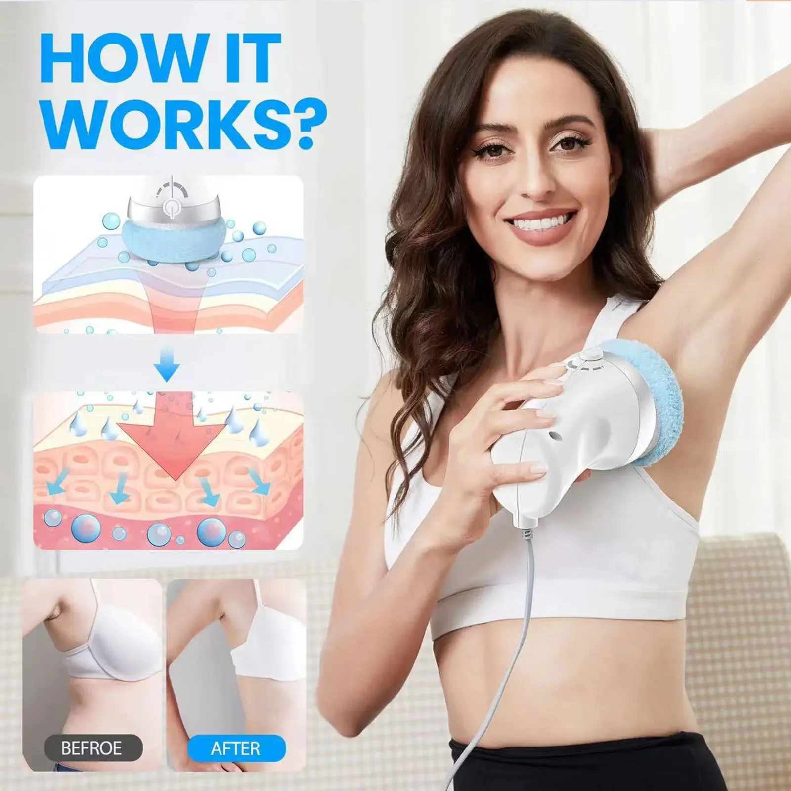 

Electric Handheld Cellulite Remover with 3 Reusable Pads Anti Cellulite Massager Tool for Shoulder Waist Abdomen Buttocks