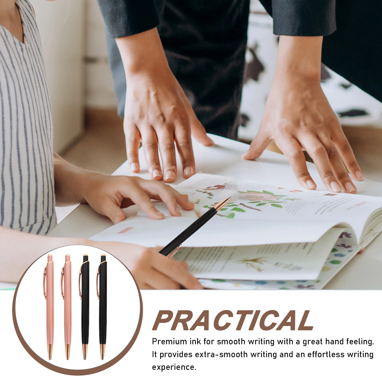 

4pcs Metal Ballpoint Pens Smooth Writing Comfortable Ergonomic Design Pens For Students Office Home Daily