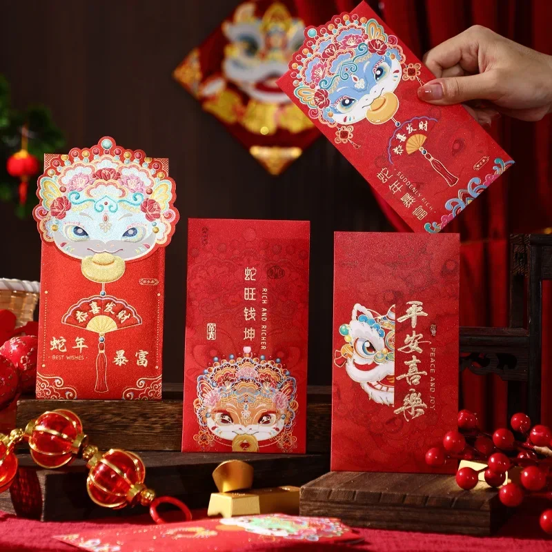 4/6PCS Chinese New Year Red Envelopes Cartoon Dragon Year Hongbao Spring Festival Money Pockets Wedding Lucky Packets 2025