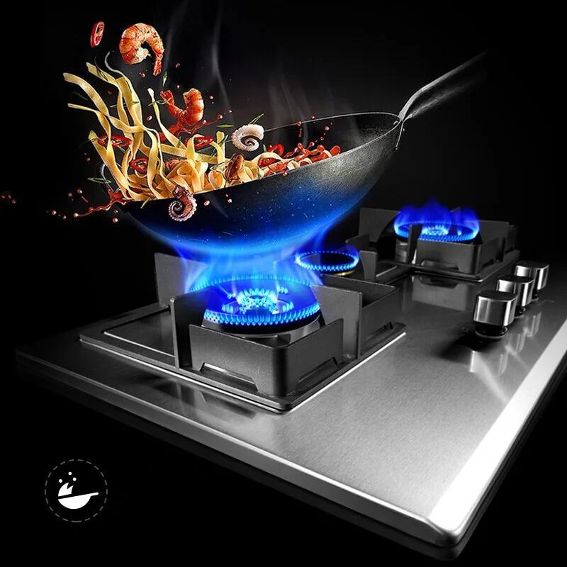 750mm Three-burner Gas Stove Bulit-in Hobs Stainless Steel 3-eye Gas Cooktop Table Built-in Dual-purpose газовая варочная панель