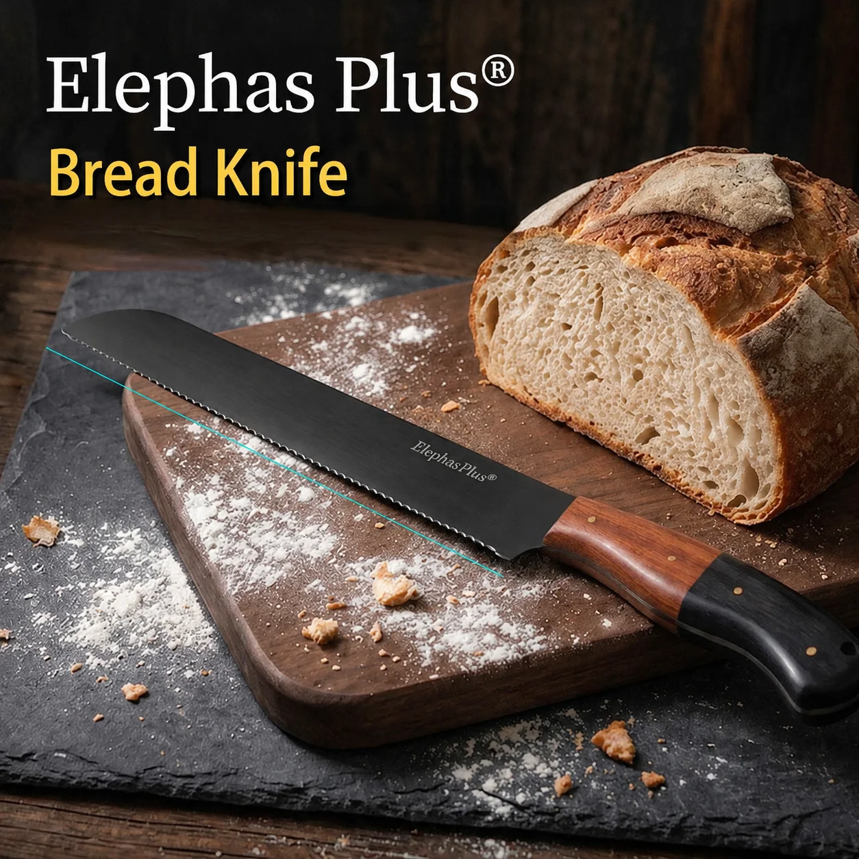 Serrated Edge Bread Knife Titanium Cake Cutter Baguette Knife Stainless Steel Non Falling Bread Slicer Reusable Easy To Clean