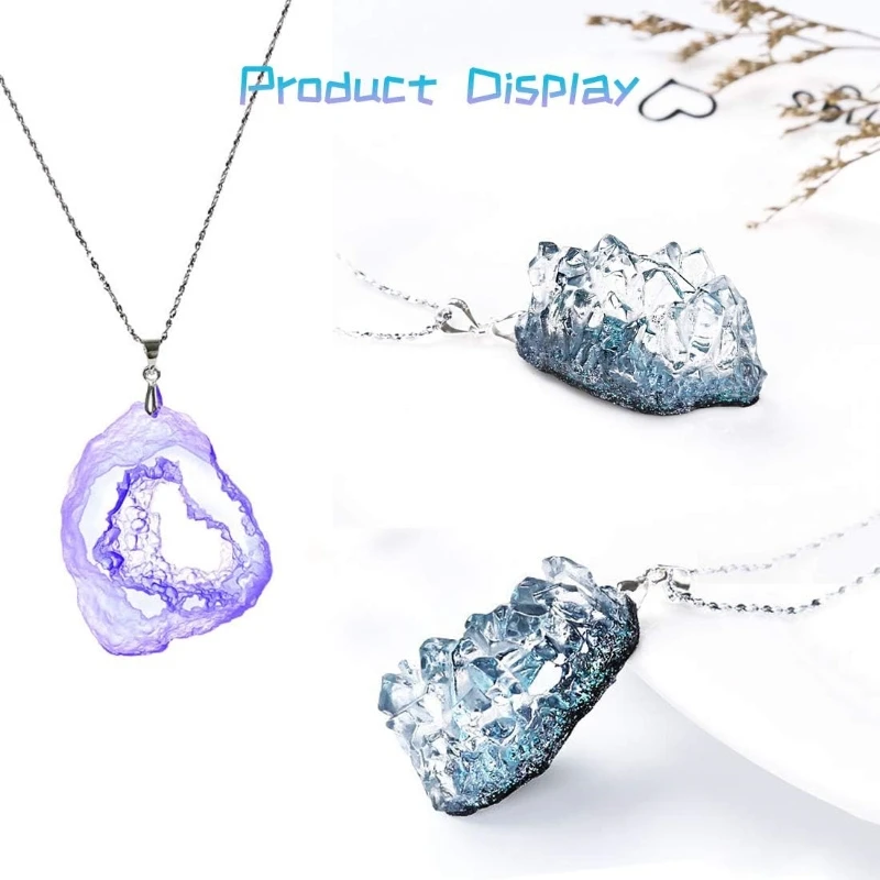 Moule en résine de grappe de Quartz, goutte de cristal, colle, trou de suspension, pièce de suspension en résine époxy, DIY