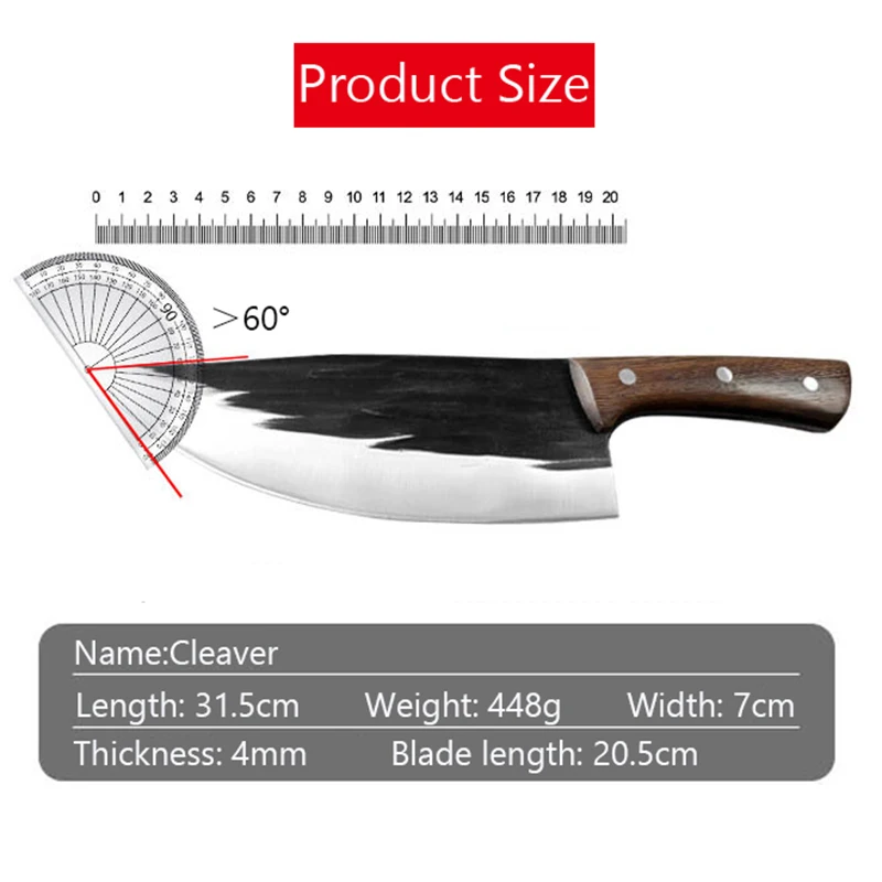 Stainless Steel Chef Knife Handmade Forged Kitchen Cleaver Butcher Slaughter Meat Fish Vegetables Professional Cutter