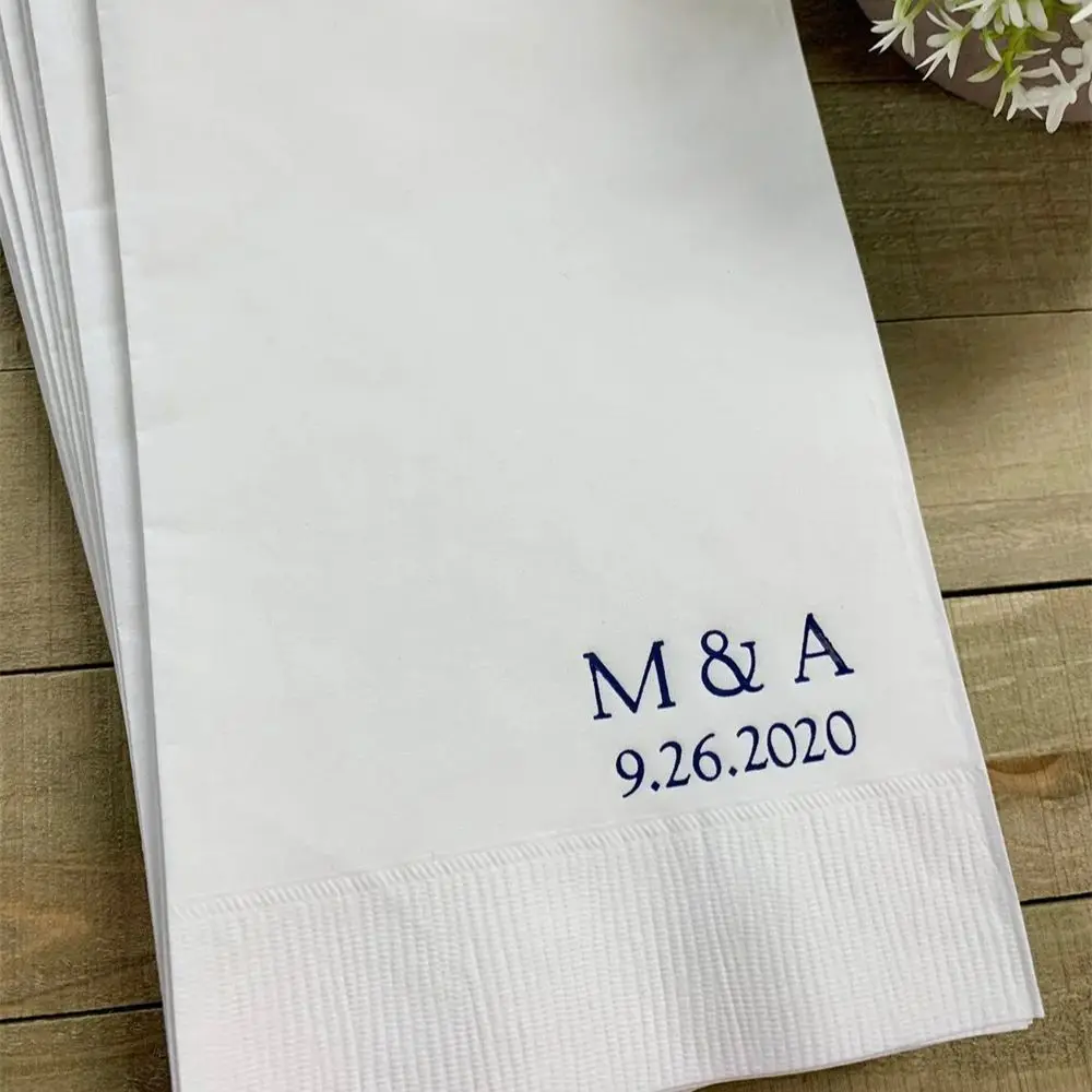 

50 Personalized Hand Guest Towels Paper Dinner Napkins Wedding Favors Hostess Gift Party Engagement Monogram Birthday Bar Bat Mi