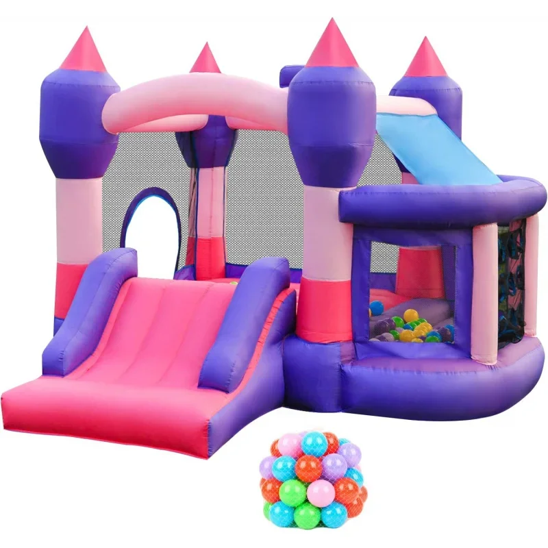 Bouncy House for Kids Outdoor,  Bounce , Inflatable  with Blower, Bouncing Ball Pit & Basketball Rim, Ocean