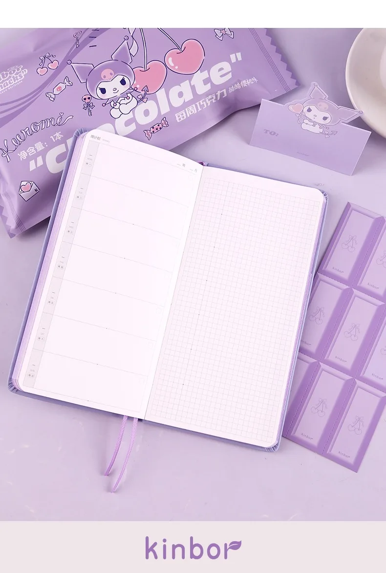 Kinbor Kawaii หนัง PU ขนาดเล็กสมุดจดวางแผนช็อคโกแลตรายสัปดาห์ cuadernos de dibujo journaling libretas เขียนไดอารี่หนังสือของขวัญวันเกิด