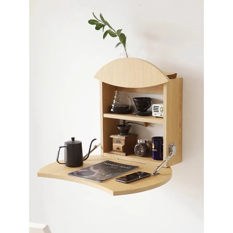 

Wall-mounted folding table, simple desk, wall cosmetics storage, household small apartment, wall-mounted multi-functional 5