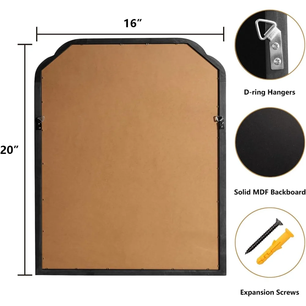 Espelhos de parede rústicos com moldura de madeira, 16 x 20 polegadas, adequados para detalhes decorativos de sala de estar e quarto