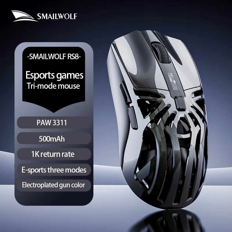 SMAILWOLF RS8 Bluetooth Kabellose 2,4G Gaming-Maus Drei-Modus Leichtgewicht PAW3311 E-Sports-Spiel 1K Rücklaufrate 10000DPI Computer