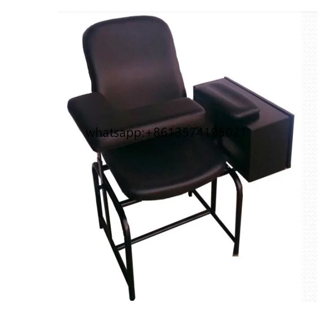 

Modern Medical Leather Chair with Stainless Steel Storage Drawer for Hospital Patients' Donation Collection Dialysis