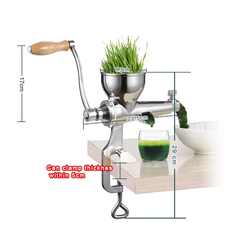 JIQI Hand Stainless Steel Wheatgrass Juicer Manual Auger Slow Squeezer Fruit Wheat Grass Vegetable Orange Juice Press Extractor