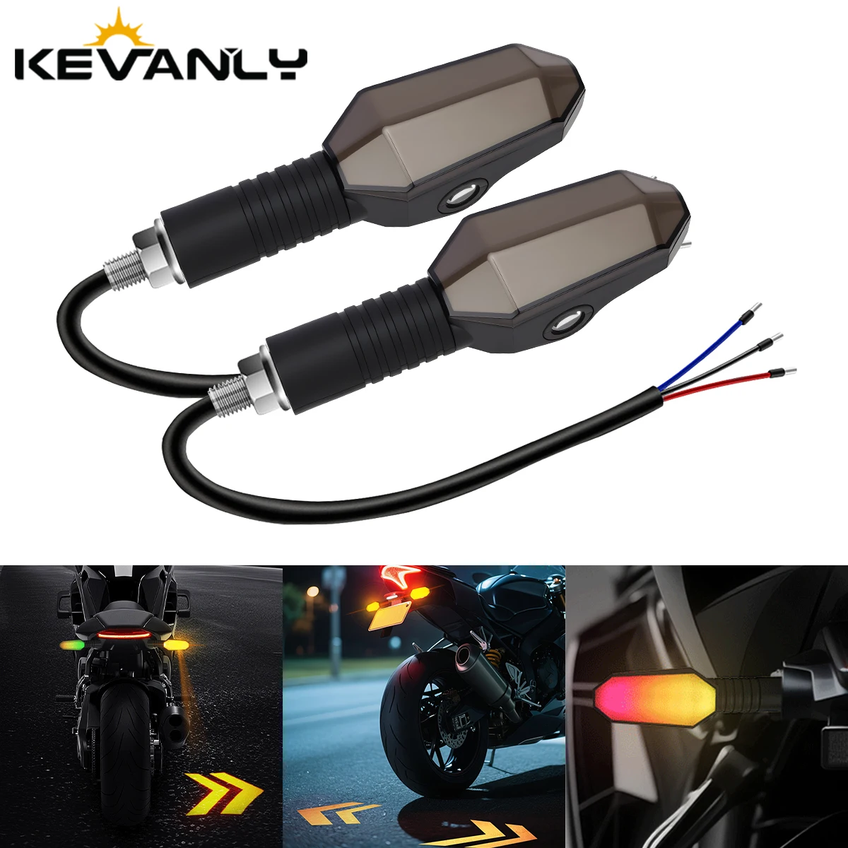 2pcs Universal Motorcycle Turn Signal Light Rhomboid Lens Iridescent Arrow Projection for Motorcycle ATV Driving Turning 12V