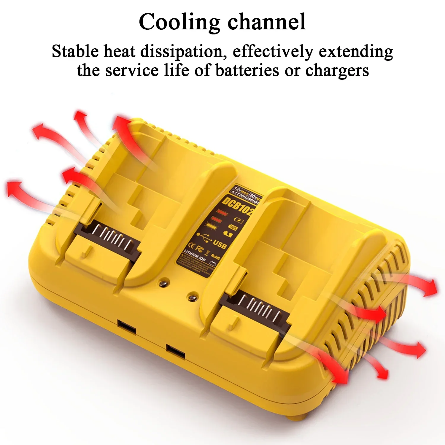 DCB102 Double Charger For DeWalt 10.8V 12V 14.4V 20V Lithium Ion Battery DCB203 DCB204 DCB205 DCB118 DCB105 DCB107 DCB112 DCB115