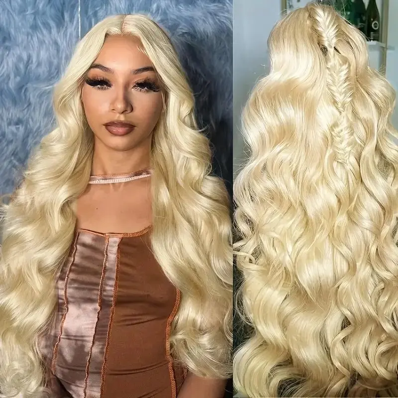 Blonde 613 13X4 HD Lace Wigs Human Hair  18 40 Inch Body Waves 13X6 Frontal Blonde Color Glue-Free Wave Wig 150 Density