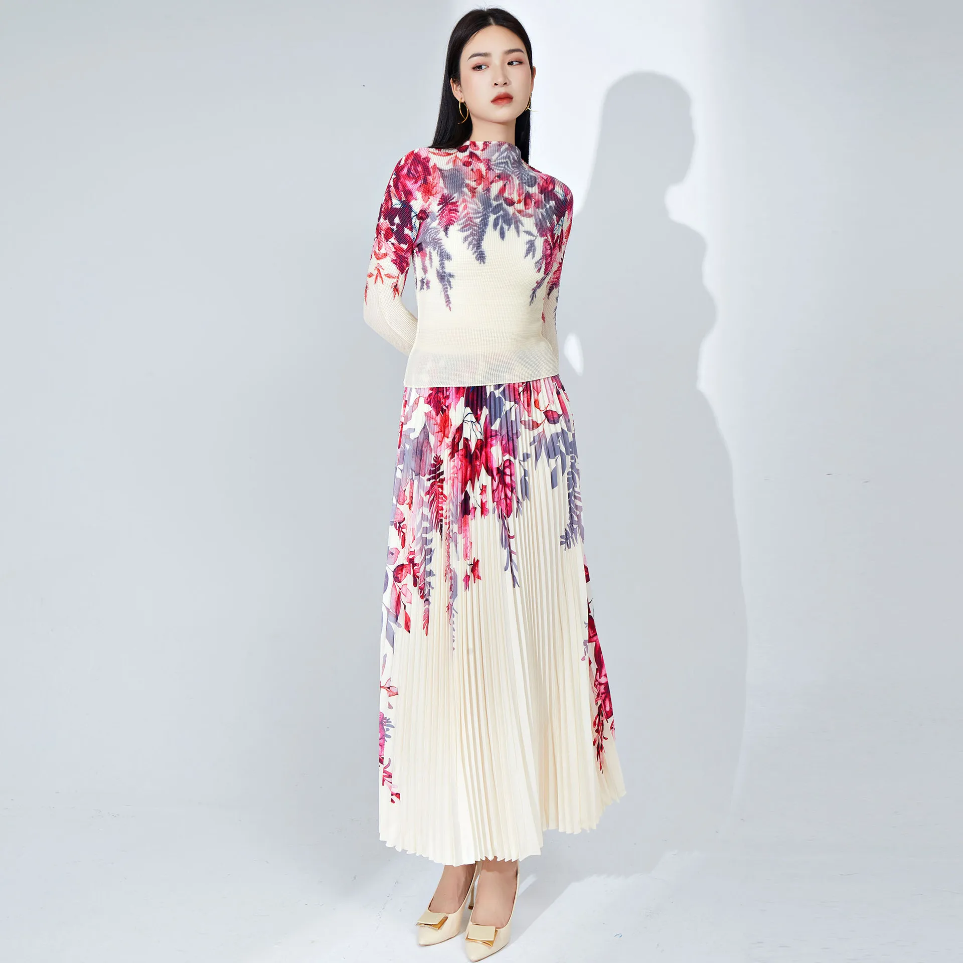 

Faionable Two-Piece Set Women's Clothing Dance Performance Folded Cross-Border Sle Long Sve Casual Sportswear