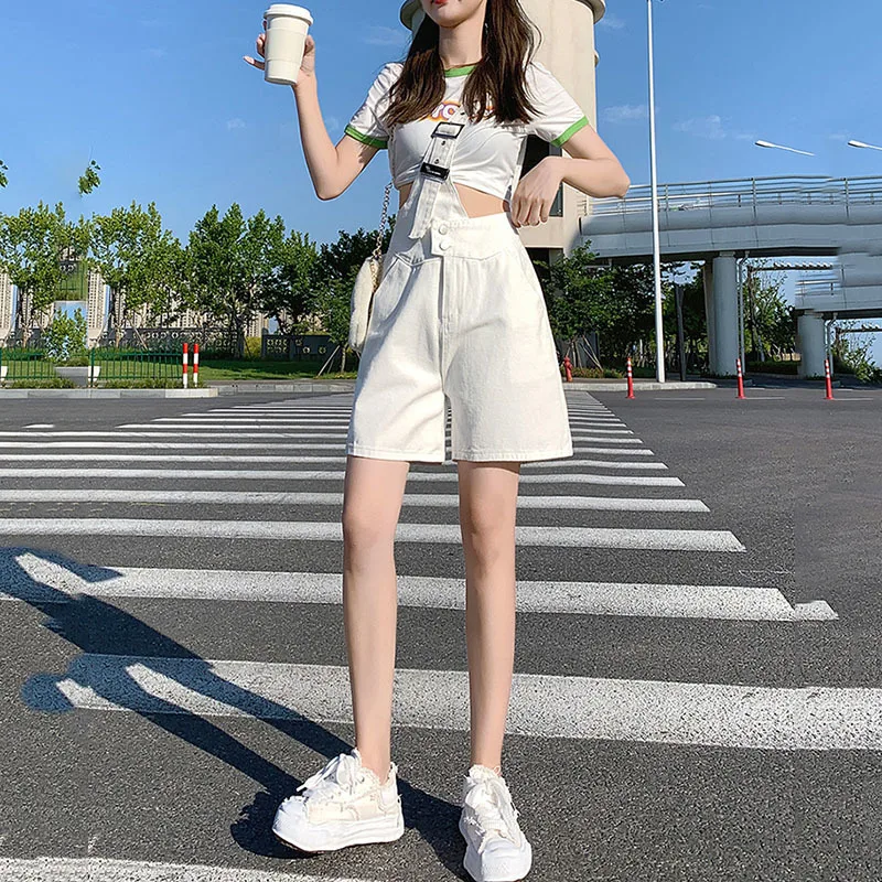 Denim Rompers Women Irregular Solid Baggy Thin Wide Leg Trousers All-match Summer Streetwear Fashion Casual Korean Style Chic