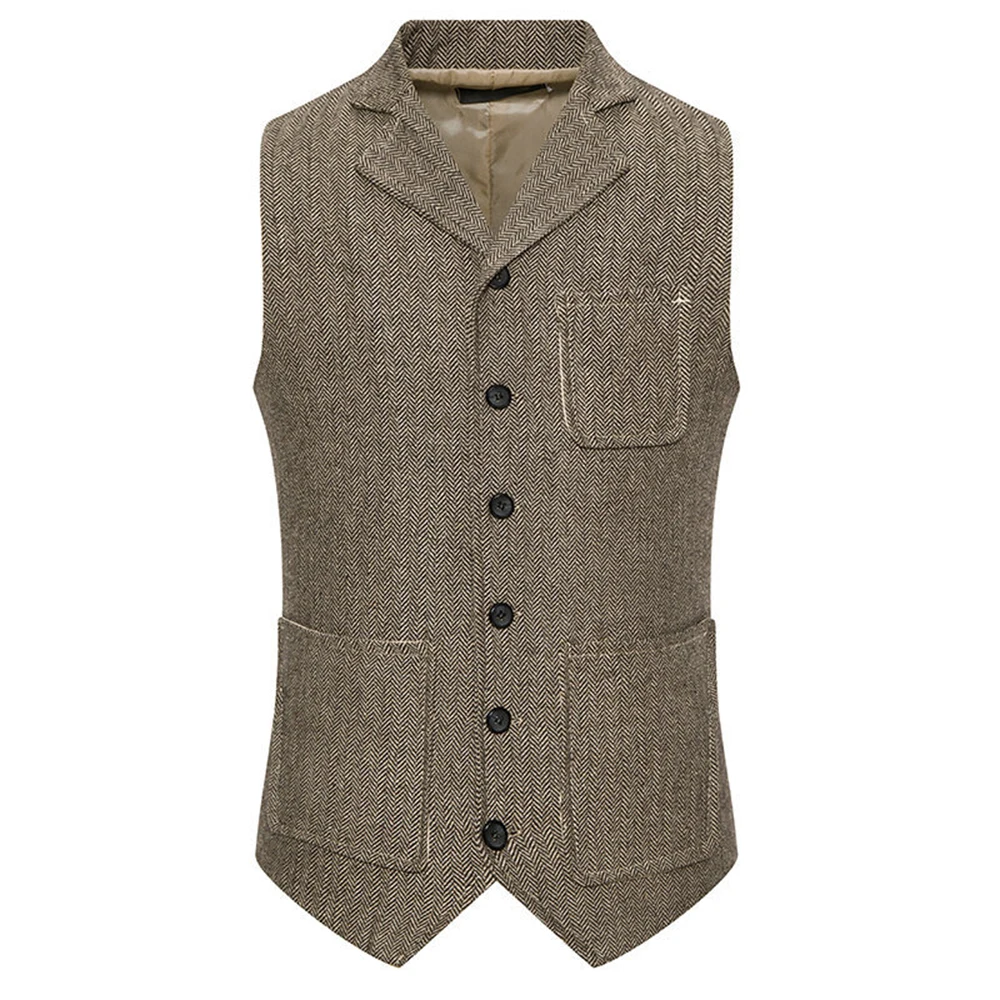 

Men's B137015 herringbone single-breasted lapel vest groom suit vest