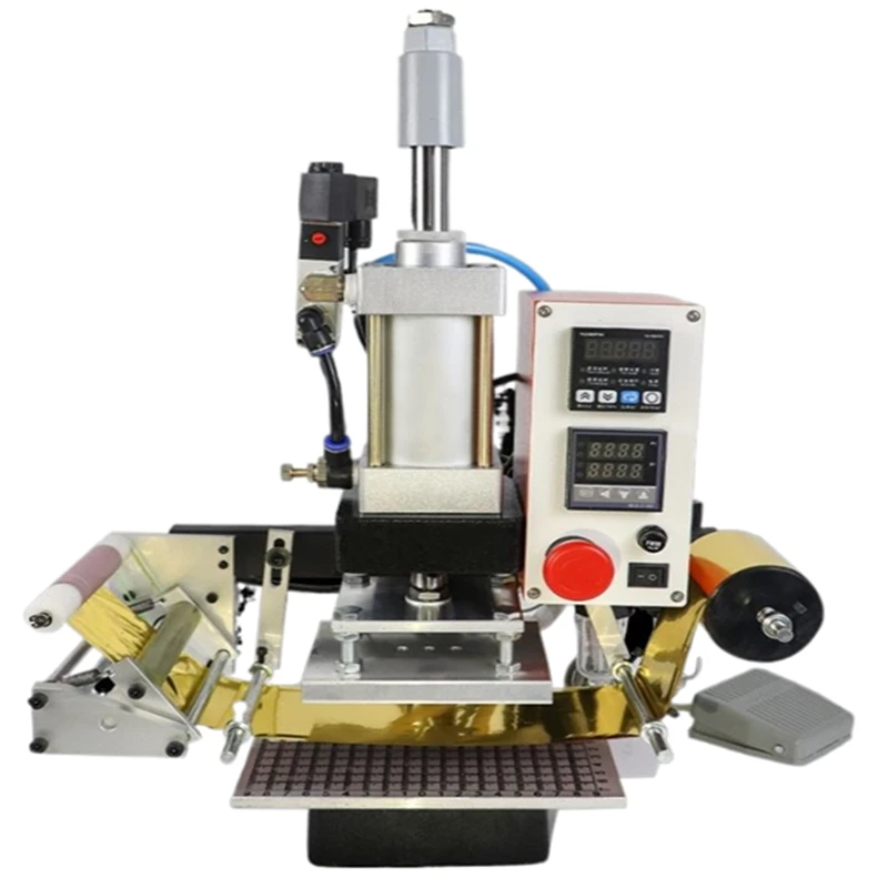 Automatic Pneumatic Hot Foil Stamping Machine with Paper Collection for Leather Plastic PVC Logo Embossing Press Equipment