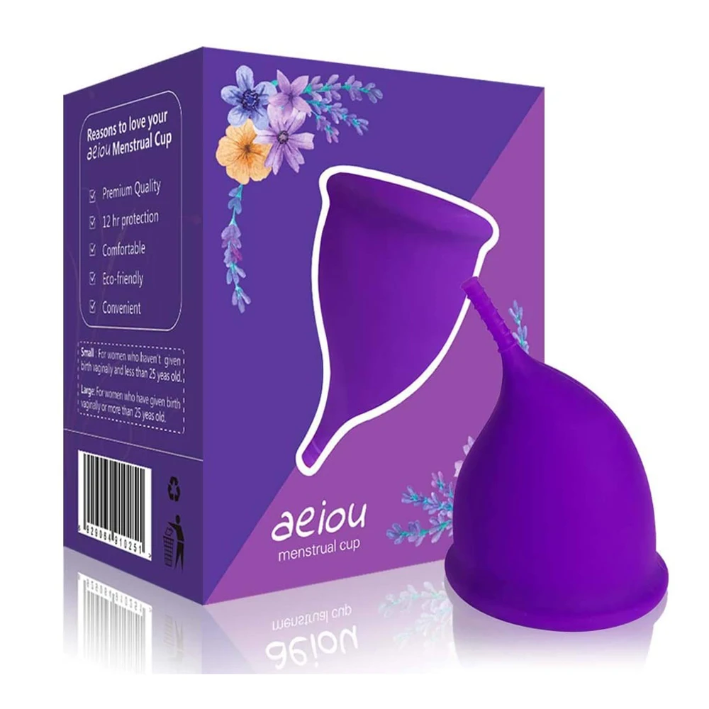 AEIOU Hypoallergenic Certified Menstrual Cup For Women Mental Collector Medical Silicon Period Cup Resualbe Soft Replace Pad