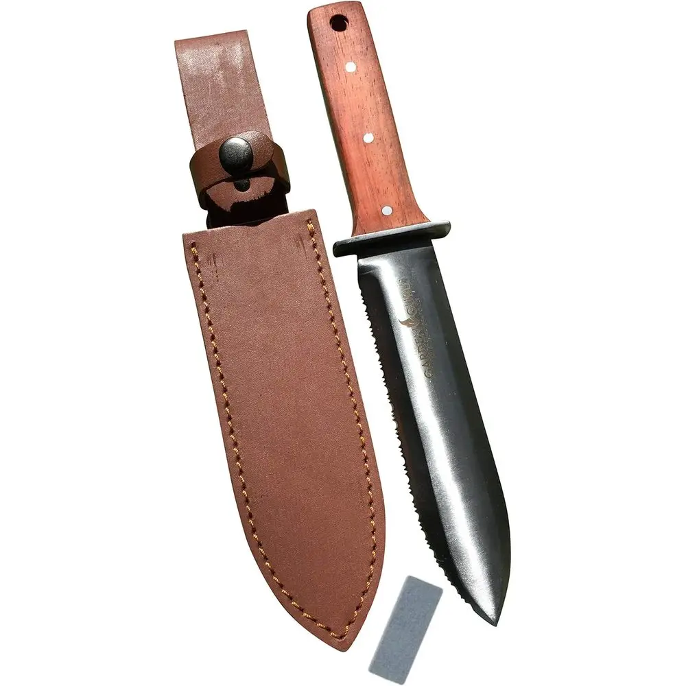 

Gardening Multi-Tool Set - Stainless Steel Blade for Weeding, Digging, and Planting | Depth Markings | Leather Sheath - 30 Piece
