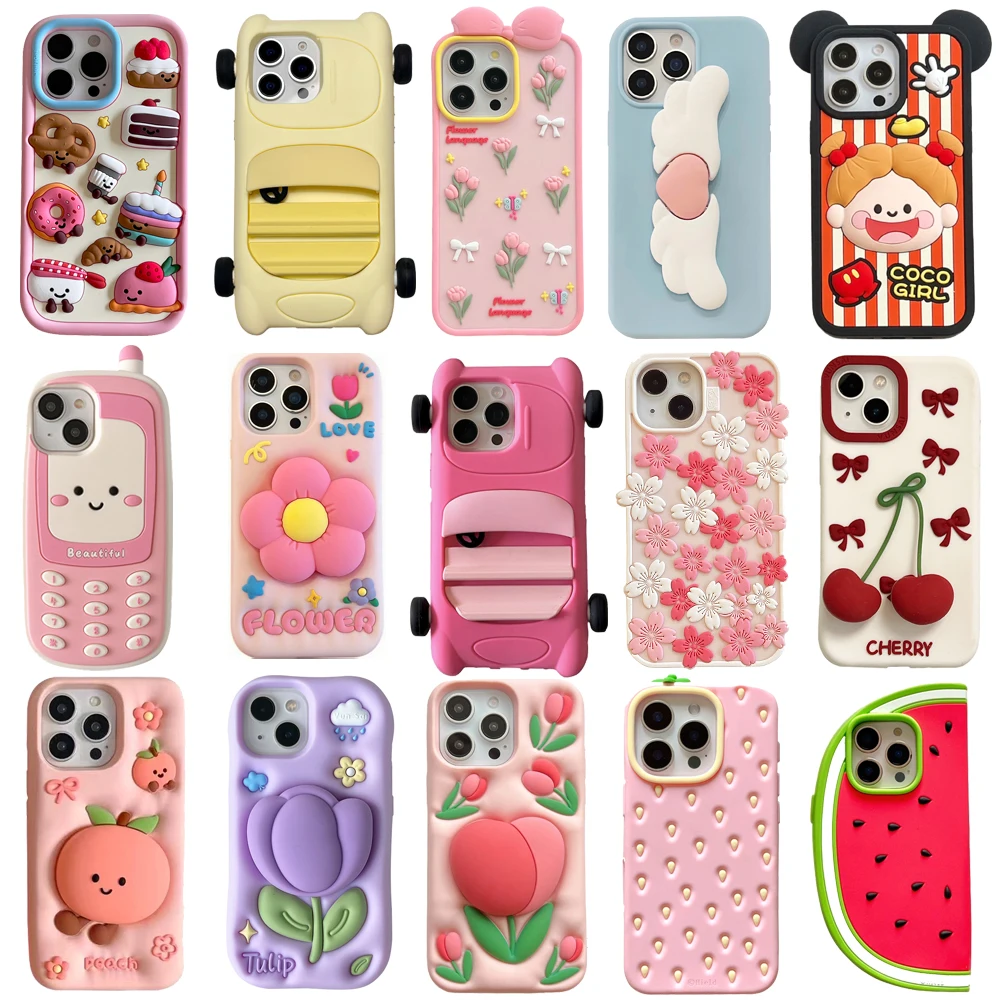 

New Various Patterns For Apple iPhone 16,16Pro,16Promax 3D Soft Silicone Phone Cases, High Quality Protective Back Cover Shell