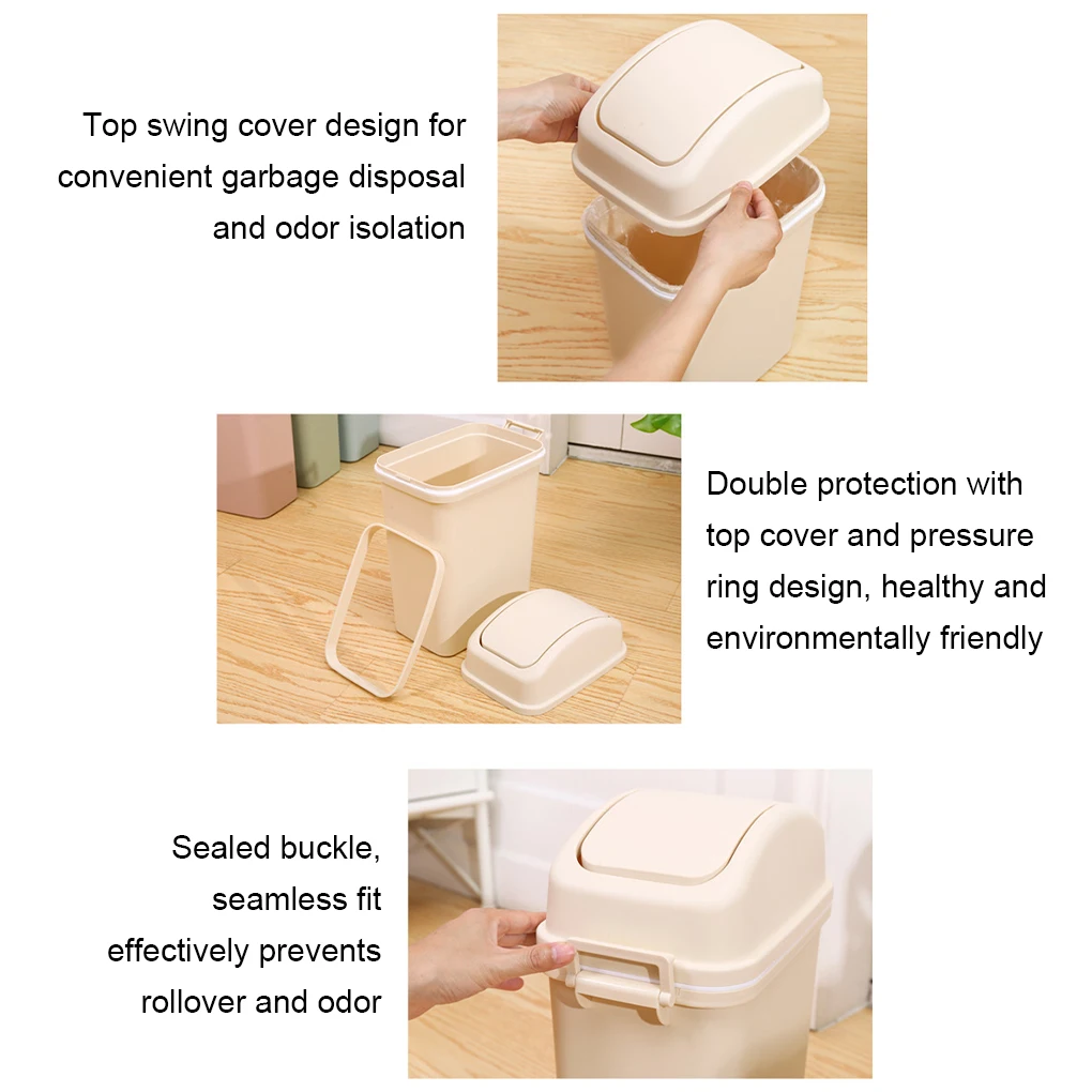 Swing Top Kitchen Trash Can - Durable Plastic Easy To Empty Swing-top Lid For Easy Best For In Kitchen Gallon Trash