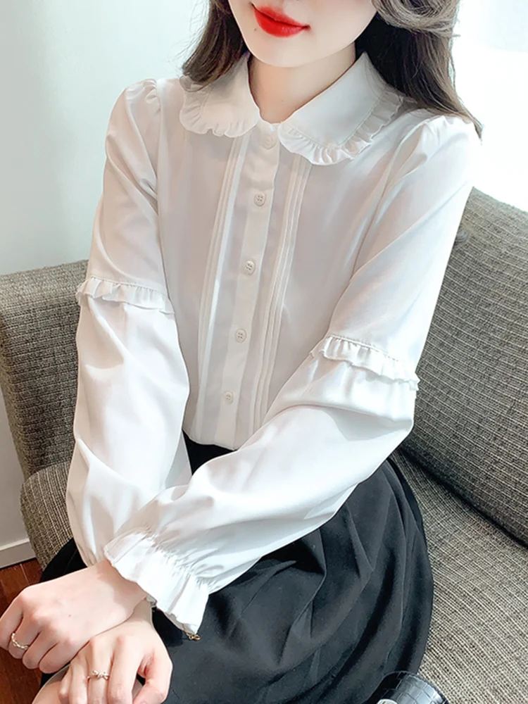 

Loose Silken Long Sve Doll Collar irt Women's Spring 2026 New Sle Slimming Top Small irt Commute Ele Sle