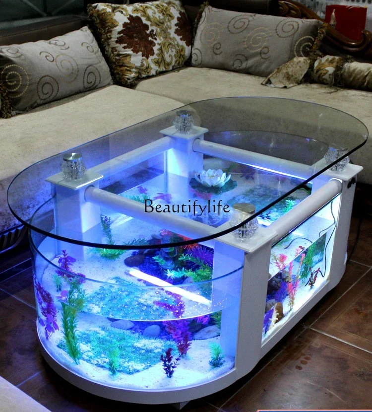 Ecological Tea Table Fish Tank Living Room Aquarium Glass Household Medium TV Cabinet